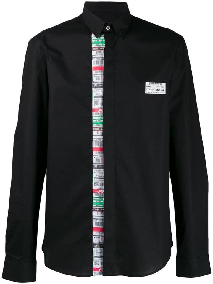 Frankie Morello Print Detail Shirt - Black