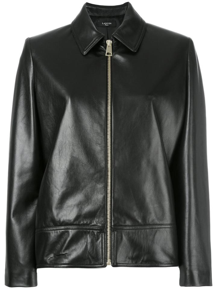Lanvin - Collared Leather Jacket - Women - Lamb Skin/acetate/cupro - 40, Women's, Black, Lamb Skin/acetate/cupro