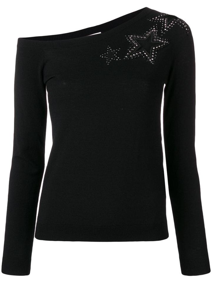 Liu Jo Asymmetric Star Stud Sweater - Black