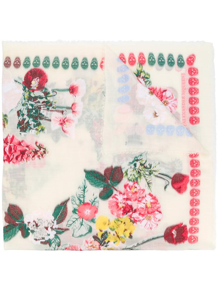 Alexander Mcqueen Garden Skull Scarf - Nude & Neutrals