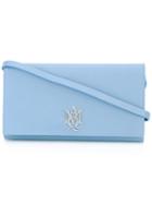 Alexander Mcqueen Amq Pouch With Strap, Women's, Blue, Calf Leather