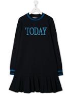 Alberta Ferretti Kids Teen Today Embroidered Jumper Dress - Blue