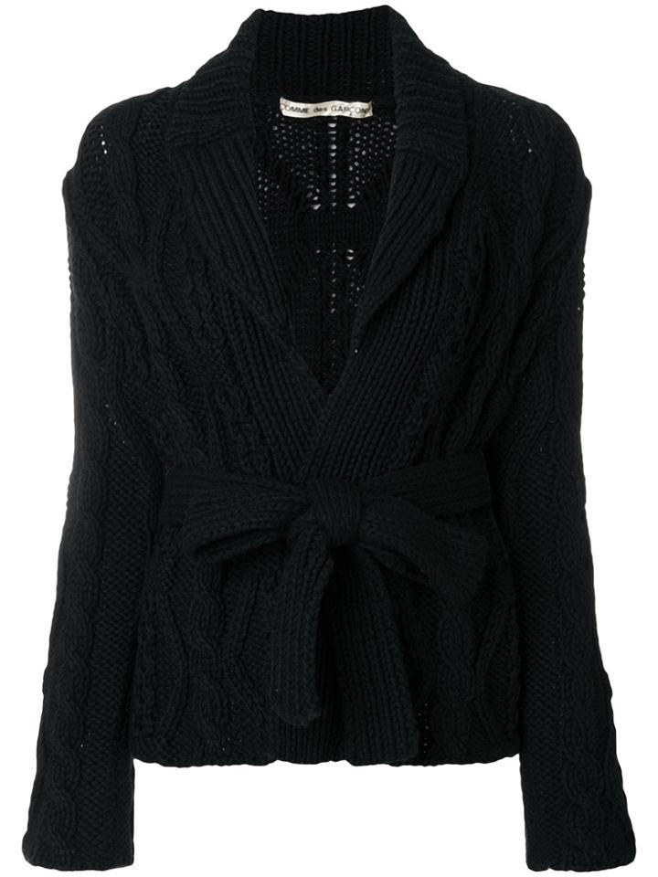 Comme Des Garçons Vintage Belted Cable-knit Cardigan - Black
