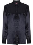 Sies Marjan Sander Washed Satin Shirt With Pocket - Blue