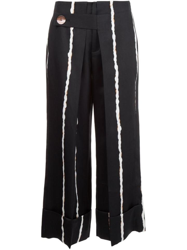 Derek Lam 10 Crosby Striped Culottes, Women's, Size: 6, Black, Silk