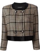 Courrèges Vintage Cropped Houndstooth Jacket, Women's, Size: Small, Black