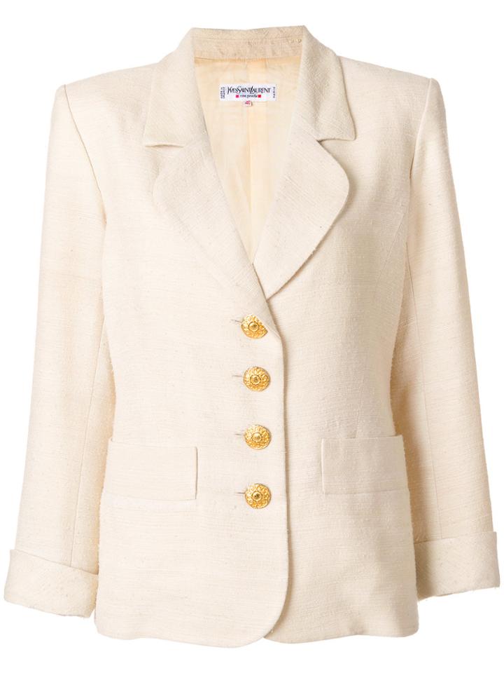 Yves Saint Laurent Vintage Contrast-button Blazer - Nude & Neutrals