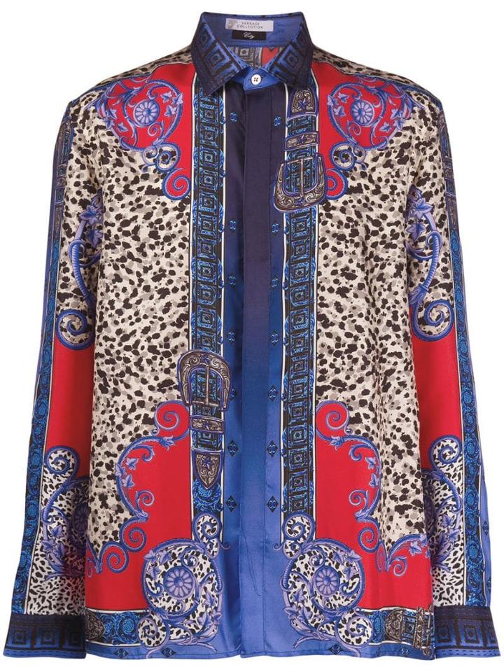 Versace Collection Leopard Print Shirt - Blue