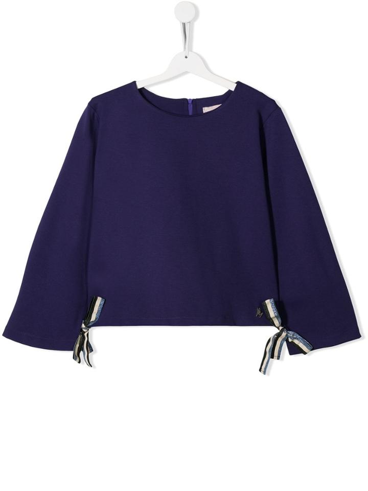 Mariuccia Milano Kids Teen Ribbon Detail Blouse - Purple