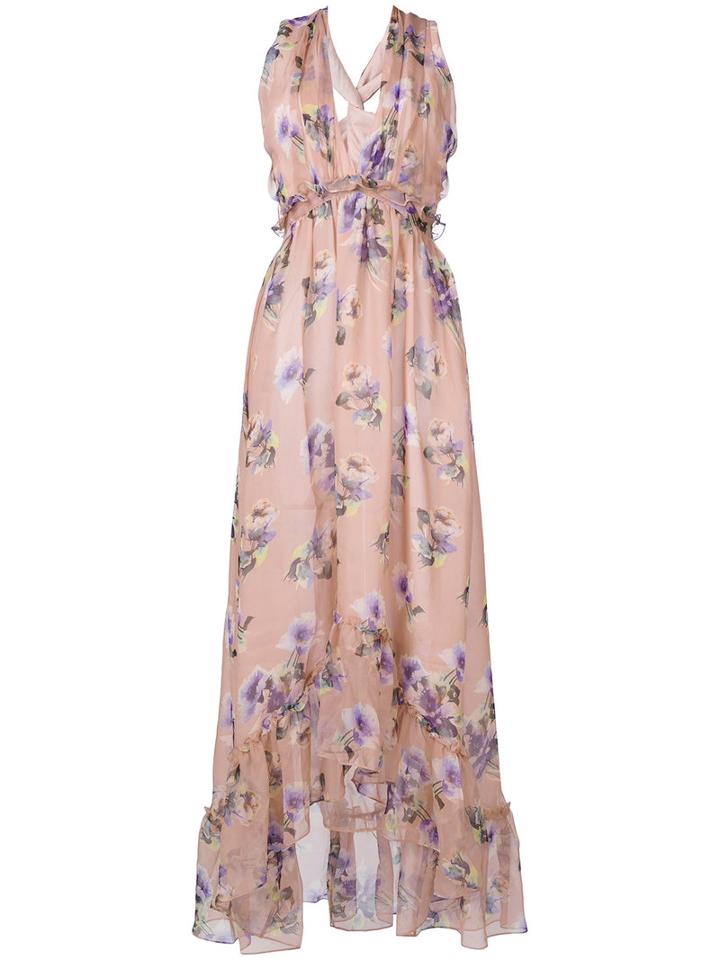 Msgm - Floral Print Dress - Women - Silk/polyester - 42, Pink/purple, Silk/polyester