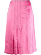 Marni Silk Effect Pleated Skirt - Pink