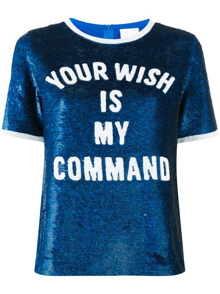 Ashish - 'your Wish Is My Command' Sequin T-shirt - Women - Silk - S, Blue, Silk