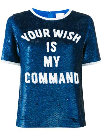 Ashish - 'your Wish Is My Command' Sequin T-shirt - Women - Silk - S, Blue, Silk