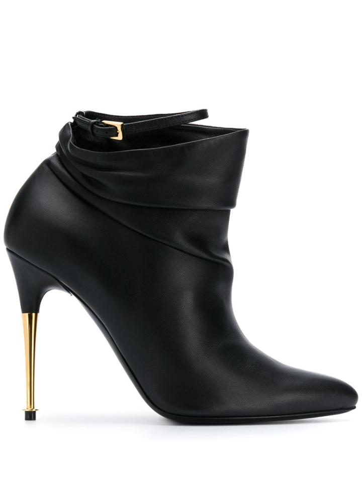 Tom Ford Gold-tone Heel 110mm Ankle Boot - Black