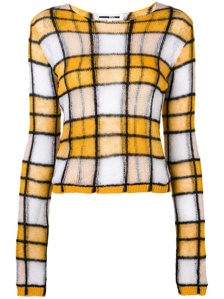 Mcq Alexander Mcqueen Checked Knit Jumper - Yellow