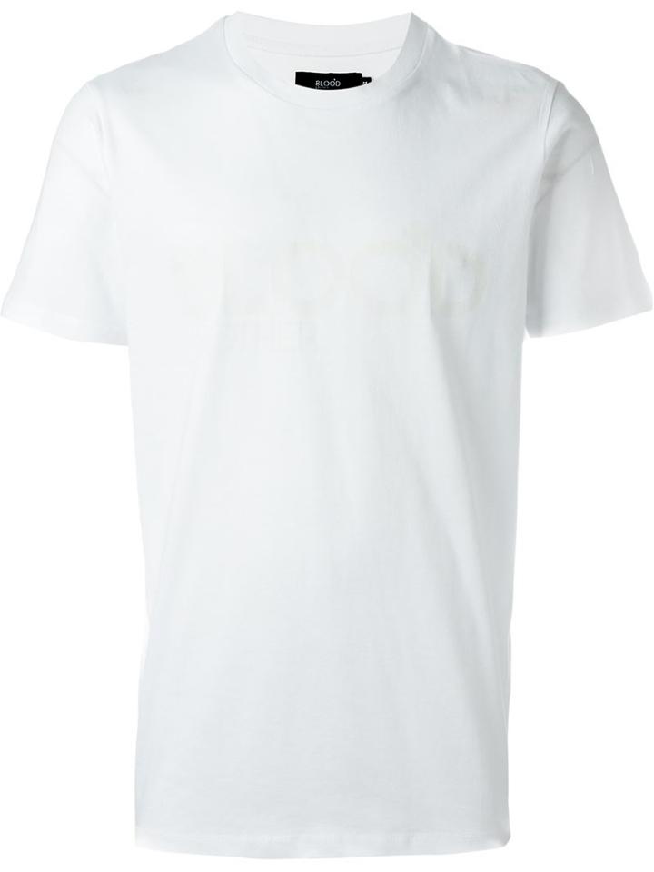 Blood Brother Logo Print T-shirt, Men's, Size: Medium, White, Cotton