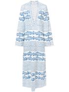 Rebecca De Ravenel Fish Print Maxi Dress - White