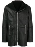 S.w.o.r.d 6.6.44 Shearling Lined Hooded Coat - Black