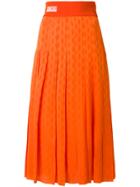 Fendi Pleated Midi Skirt - Yellow & Orange