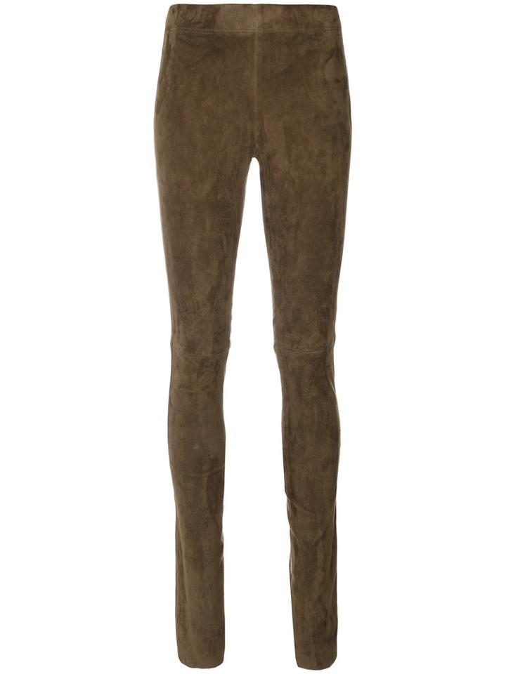 Joseph - Slim-fit Pants - Women - Cotton/lamb Skin/spandex/elastane - 36, Brown, Cotton/lamb Skin/spandex/elastane