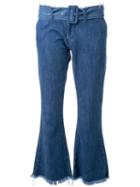 Marques Almeida Cropped Flared Jeans, Women's, Size: 6, Blue, Cotton