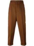 Ami Alexandre Mattiussi Carrot Fit Trousers, Men's, Size: 34, Brown, Polyester/wool