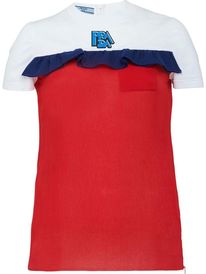 Prada Frill Trim T-shirt - Red