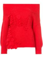 Delpozo Square Shoulder Knitted Top - Red