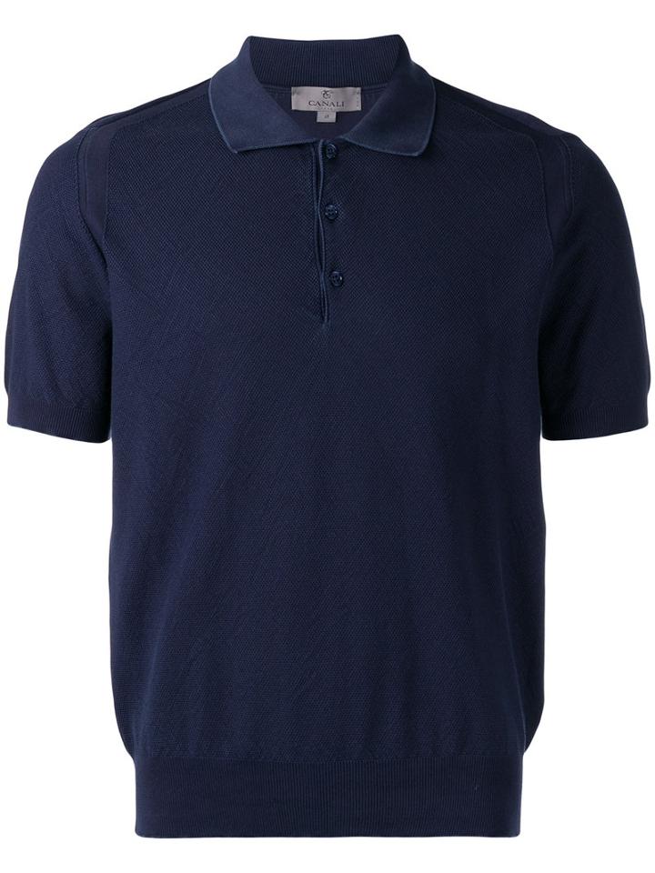 Canali Classic Polo Shirt, Men's, Size: 56, Blue, Cotton
