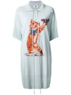 Mm6 Maison Margiela - Cat Print Dress - Women - Cotton/viscose - S, Women's, Blue, Cotton/viscose