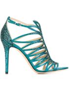 Jimmy Choo Kaye Sandals, Women's, Size: 38, Blue, Leather/brass