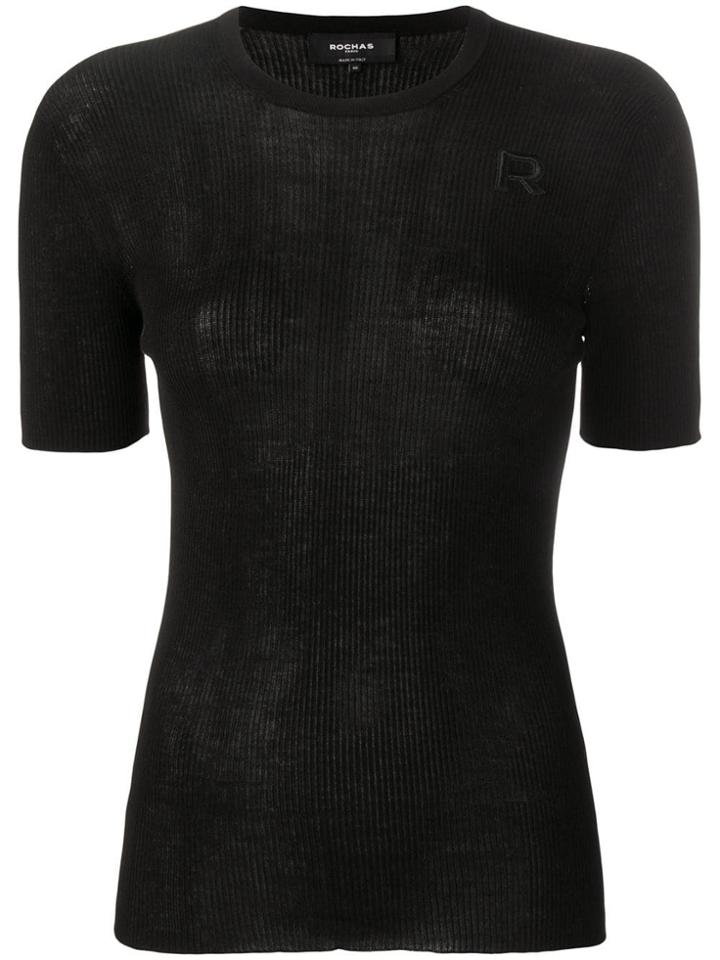Rochas Knitted Logo Top - Black