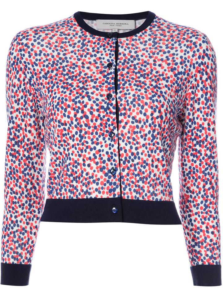 Carolina Herrera - Polka Dot Cardigan - Women - Virgin Wool - M, Red, Virgin Wool