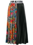 Versace Jeans Couture Printed Pleated Midi Skirt - Black