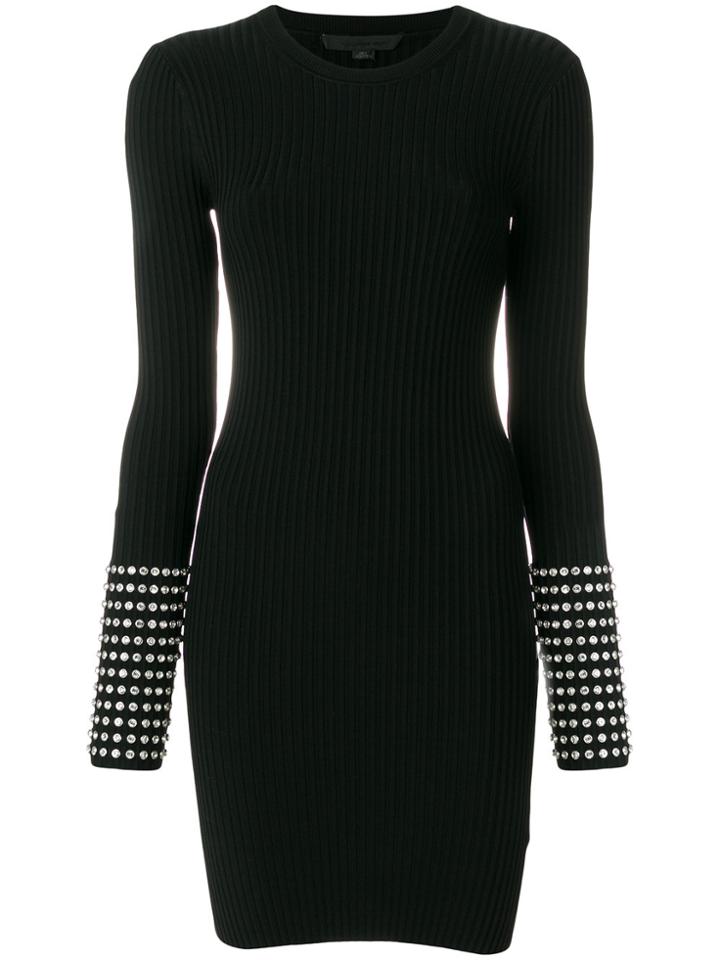 Alexander Wang Ribbed Dress With Rhinestone Cuffs - Black