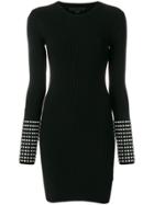 Alexander Wang Ribbed Dress With Rhinestone Cuffs - Black