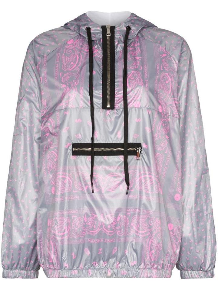 Natasha Zinko Paisley Print Hooded Jacket - Grey