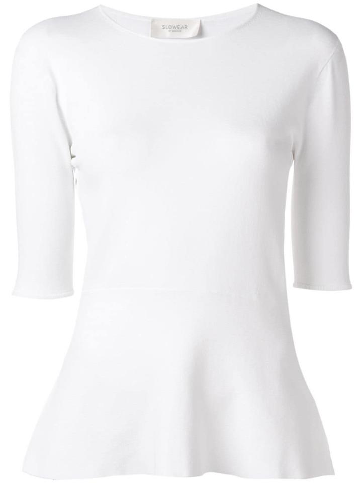 Zanone Peplum Knitted Top - White