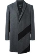 Msgm Contrasting Stripe Detail Coat, Men's, Size: 48, Grey, Polyamide/polyester/acetate/wool