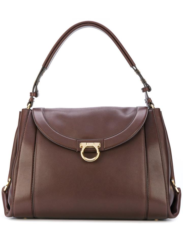 Salvatore Ferragamo - Gold-tone Detail Shoulder Bag - Women - Calf Leather - One Size, Brown, Calf Leather