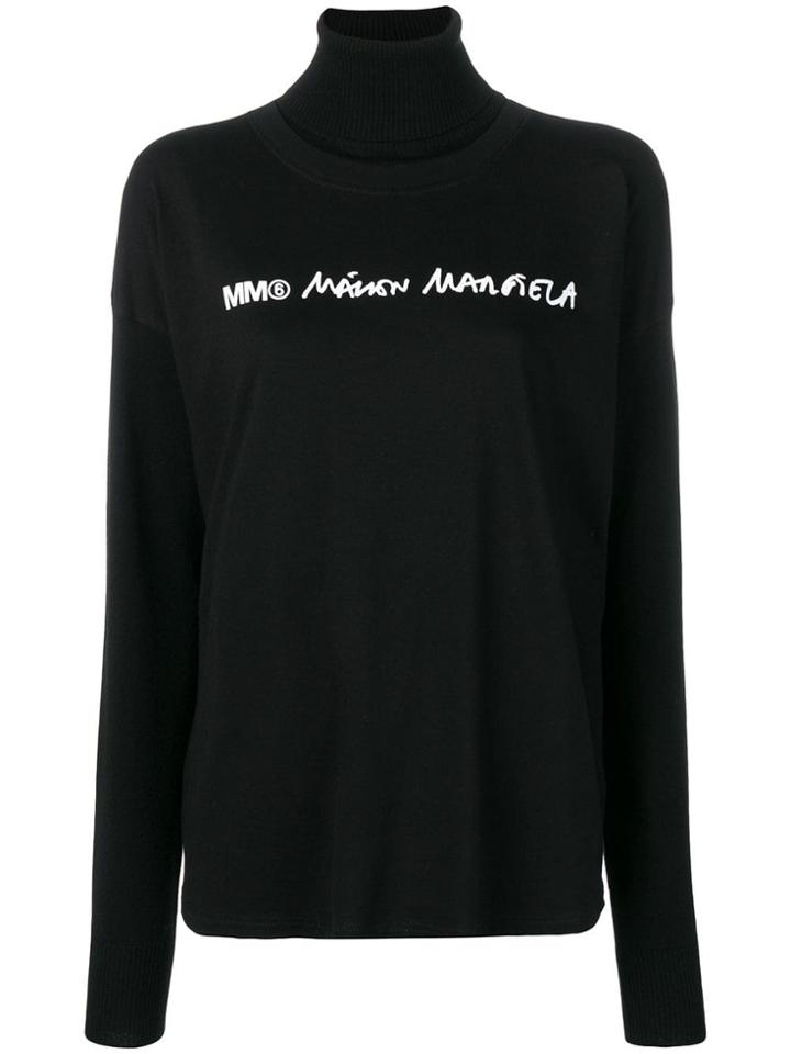 Mm6 Maison Margiela Front Logo Knitted Sweatshirt - Black