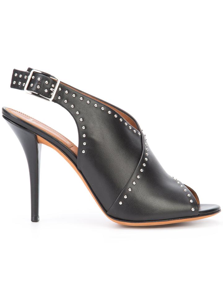 Givenchy Studded Peep Toe Sandals - Black