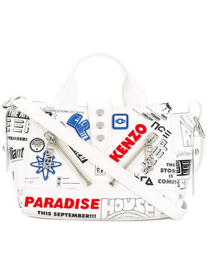 Kenzo - Kalifornia Flyers Print Shoulder Bag - Women - Cotton/leather/nylon - One Size, White, Cotton/leather/nylon