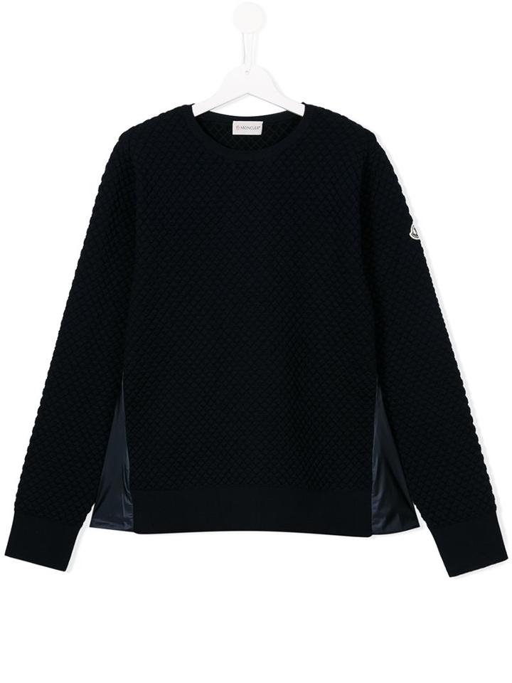 Moncler Kids Textured Sweatshirt, Girl's, Size: 14 Yrs, Blue