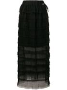Twin-set Tiered Maxi Skirt - Black