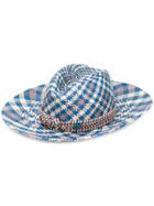 Maison Michel Weaved Checked Hat - Blue
