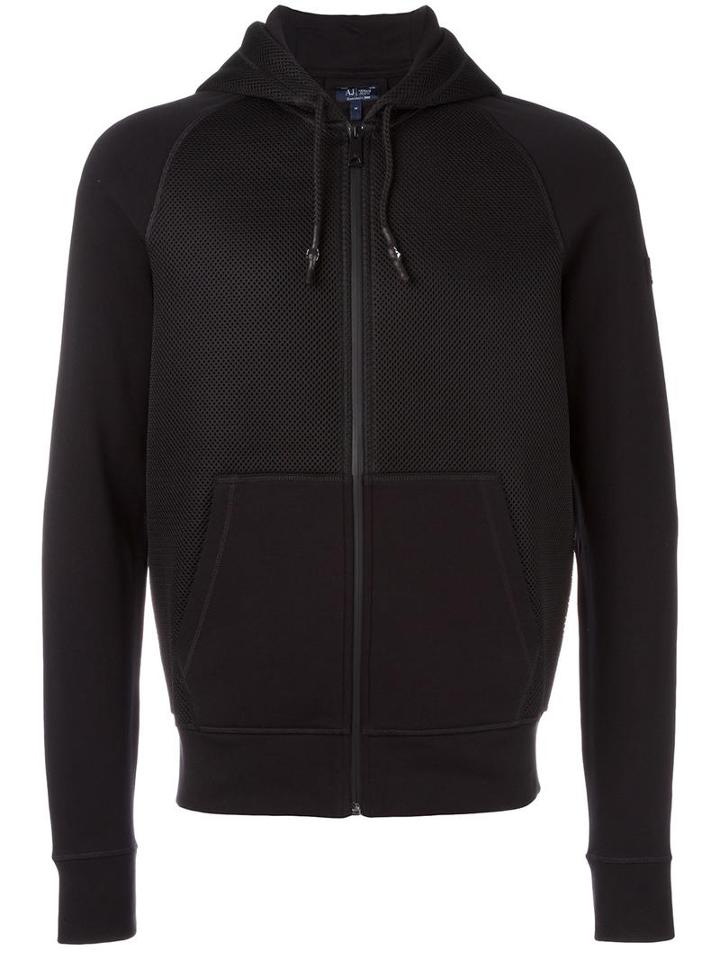 Armani Jeans Zipped Hoodie, Men's, Size: Medium, Black, Cotton/polyester