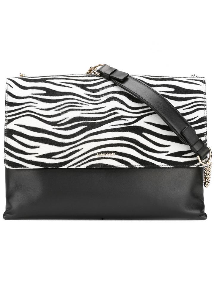 Lanvin - Zebra Print Shoulder Bag - Women - Leather - One Size, Black, Leather