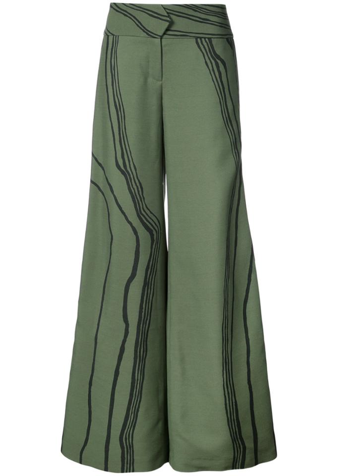 Marina Moscone Marble Stripe Tuxedo Trousers - Green