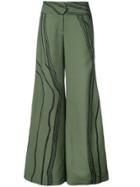 Marina Moscone Marble Stripe Tuxedo Trousers - Green